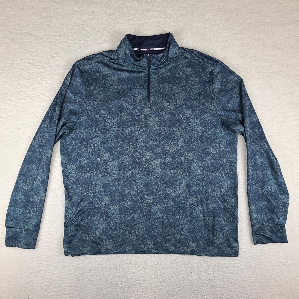 Southern Tide Sweater Mens XL Blue Green‎ Floral Performance Tech Golf